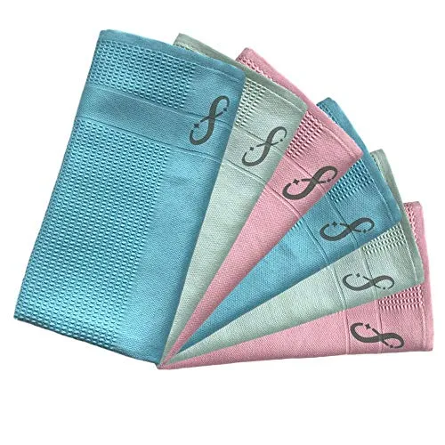 4Shine 6 Stück Fenster Spiegel Glas Microfaser Putztücher Allzweck-Reinigungstücher ohne chemische Putzmittel für Streifenfreien Glanz im Haushalt sowie für Auto, Büro UVM