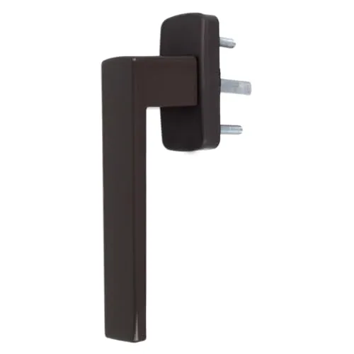 Aluminium Fenstergriff Quadrat, Farbe:Braun RAL 8019, Stiftlänge:35mm