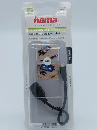 USB 2.0 OTG Adapterkabel USB-A MicroUSB-B w/m 0,15m Schwarz Vergoldet K7