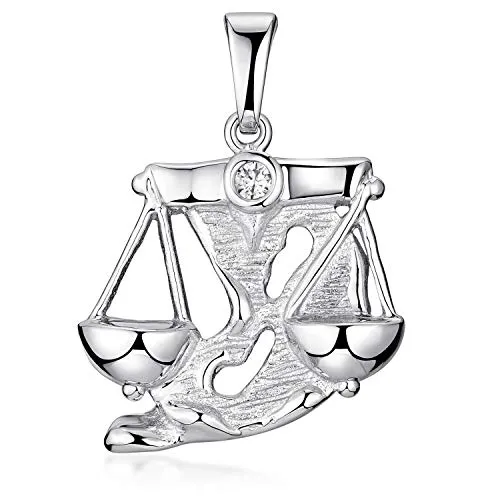 MATERIA Silberanhänger Waage 925 ohne Kette - Eleganter 925 Sterling Silberanhänger für Damen, rhodiniert zum Schutz vor Anlaufen. Ideal für Halsketten bis 2mm Stärke. Perfektes Geschenk in edlem Schmuck-Etui!