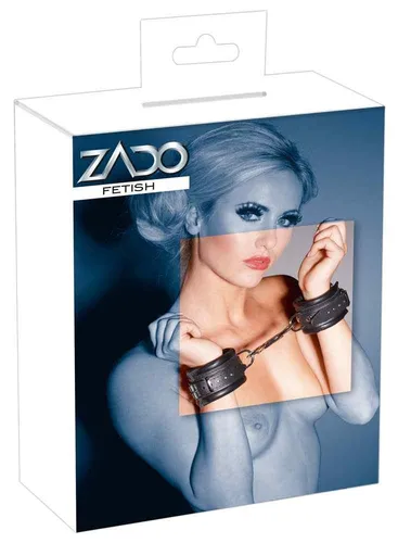 Zado – Kurze Lederhandschellen mit Karabiner, Schwarz in schwarz von ZADO