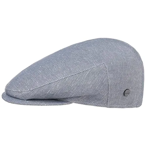 LIERYS Inglese Flatcap Herren Made in Italy Schiebermütze Leinen Baumwolle Denim-Look Frühjahr Sommer hellblau 56 cm