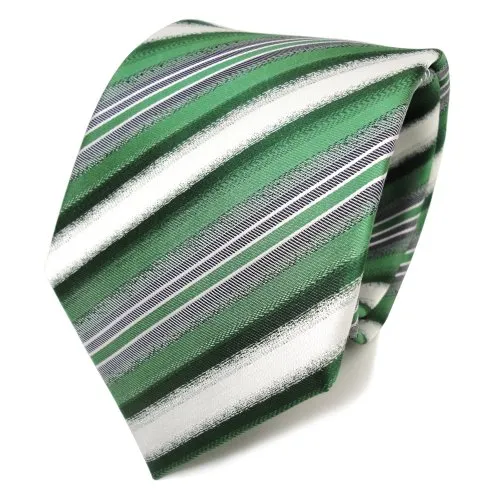 TigerTie Designer Seidenkrawatte in grün smaragdgrün creme in grün von TigerTie