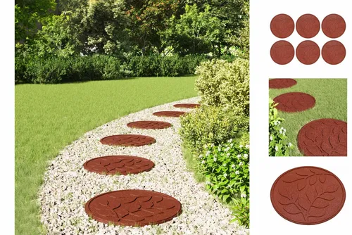 vidaXL Gehwegstein 6er Set Rot Ø 44 x 2 cm aus Gummi - Praktisches 6er Set Gartensteine aus robustem Gummi für stilvolle Wege und Dekoration. Rutschfeste Oberfläche für sicheren Halt und einfache Handhabung ohne Montage. Pflegeleicht und wetterbeständig – ideal für jeden Garten!