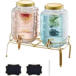 VEVOR Getränkespender 2x8L - Doppelzylinder Saftspender für Partys - Großküchentechnik mit 2x8L Kapazität, ideal für kontinuierliche Getränkeversorgung bei Events. Tropffreier Zapfhahn für ein perfektes Erlebnis!