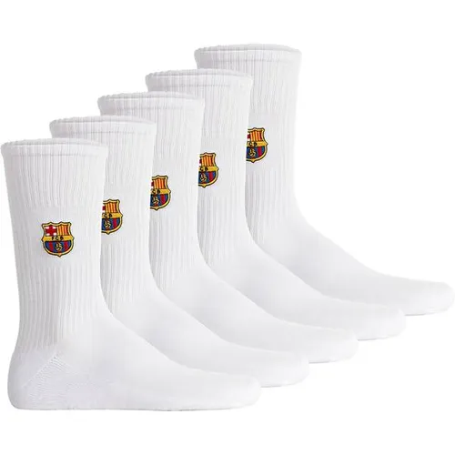 FC Barcelona Unisex Socken 5er Pack - Tennis Embroidery Socks mit Logo - Praktisches 5er Pack FC Barcelona Socken in einfarbigem Design. Mit hochwertigem, aufgesticktem Logo-Emblem am Bund. Ideal für Fans und den täglichen Einsatz.
