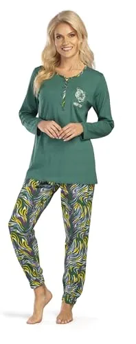 Consult-Tex Damen Langarm Pyjama Schlafanzug Baumwolle Knopfleiste DF469 Gr 44