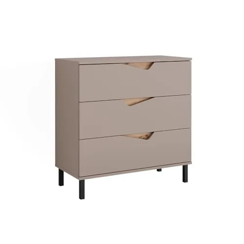 Vicco Kommode Marelle, 3 Schubladen in Greige/Artisan, 80 x 81,2 cm