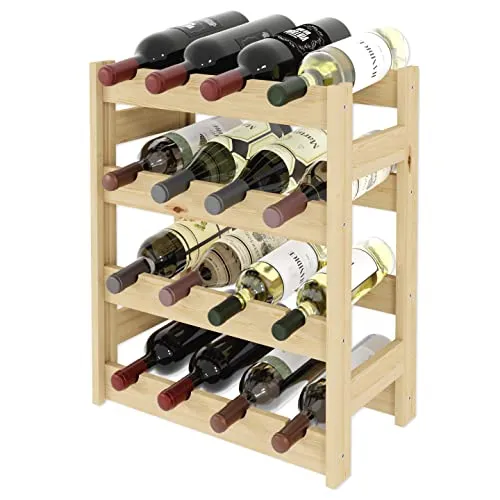 Lenmar RW Weinregal aus Holz für 12-91 Flaschen - Weinregal aus massivem Holz, ideal für die stilvolle und platzsparende Lagerung von bis zu 91 Weinflaschen, einfache Montage und zeitloses Design.