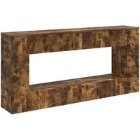 vidaXL Konsolentisch Geräucherte Eiche 155 x 29 x 74 cm - Stylischer Konsolentisch aus robustem Holzwerkstoff mit elegantem Design. Perfekt für Flure oder Wohnzimmer, bietet viel Stauraum und fügt sich harmonisch in jeden Einrichtungsstil ein.
