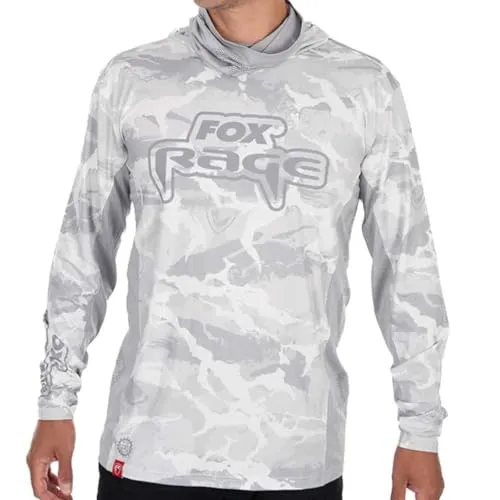 Fox Rage UV Hooded Light Cam Top - Bunter Angelpullover XXL - Kinder-Shirts, ideal für Outdoor-Aktivitäten mit UV-Schutz und bequemem Tragekomfort.