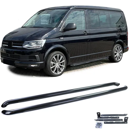Seitenrohre Schweller Edelstahl Schwarz Glanz für VW T5 T6 T6.1
