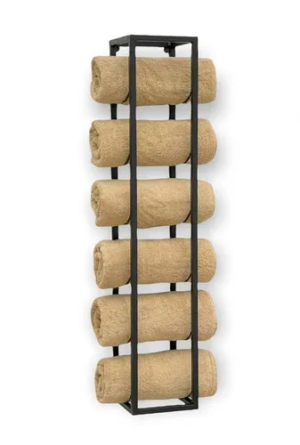 DanDiBo Handtuchhalter Bad Wand Metall Schwarz 96243 - Moderner Handtuchständer aus geschmiedetem Eisen, bietet Platz für bis zu 6 Handtücher und ist ideal für Badezimmer, Gäste-WC oder Küche. Inklusive Befestigungsmaterial für einfache Montage.