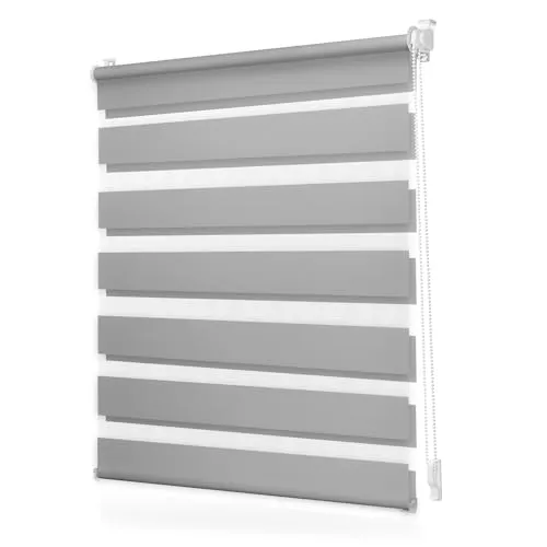 Lichtblick Duo Rollo ohne Bohren, Blickdicht 60 cm x 130 cm (B x L), Grau