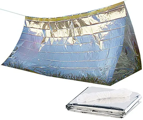 Semptec Urban Survival Technology Notfallzelt: Notfall-Zelt für 2 Personen, Ultraleicht, hitzeabweisend, kältedämmend (Survivalzelt, Notfall-Zelt-Decke, Tasche aus Plane)