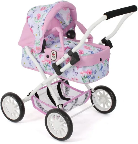 Bayer Chic 2000 - Puppenwagen Smarty, Mini-Puppenwagen für Kinder ab 2 Jahren, rosa mit herausnehmbarer Tragetasche und umklappbarem Verdeck