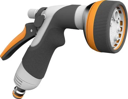 Hozelock GF80043927 Gartenbrause - Gartenspritze mit robustem Metallgehäuse, 8 Sprühfunktionen und einstellbarem Durchflussregler für präzise Bewässerung.