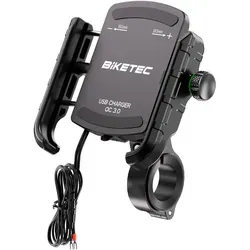 Biketec Pro Motorrad-Handyhalterung mit QC 3.0 USB-A-Ladegerät