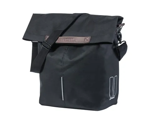 Basil City Shoppertasche (14-16 Liter) - Fahrradtasche mit Hook On-System, regenabweisendem Faltverschluss und veganen Ledergriffen für stilvolles Einkaufen unterwegs.