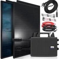 SUNNIVA® Balkonkraftwerk FULL ALL BLACK BIFACIAL 2392W/800W - Premium Solaranlage mit 4x460W bifazialen Modulen und 800W TSUN Micro Wechselrichter, ideal für effiziente Energiegewinnung und einfaches Upgrade.