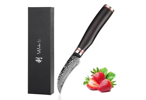 Wakoli Obstmesser EBO Damast Schälmesser Küchenmesser Kochmesser 8 cm Klinge, aus 67 Lagen Damaststahl, VG10 Kern