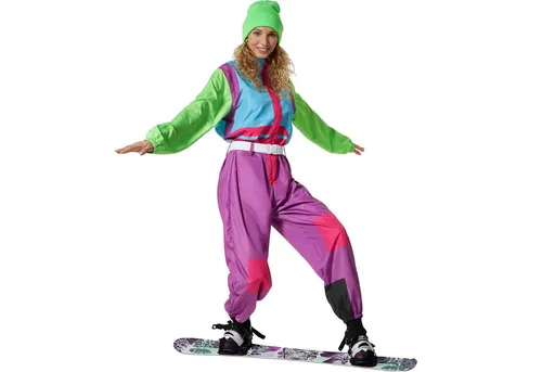 tectake® Damenkostüm Retro 80er 90er Ski Anzug - Kostüme für unvergessliche Partys: Bringe mit diesem farbenfrohen Ski Anzug die Trends der Vergangenheit zurück und sorge für einen Hingucker auf jeder Veranstaltung!