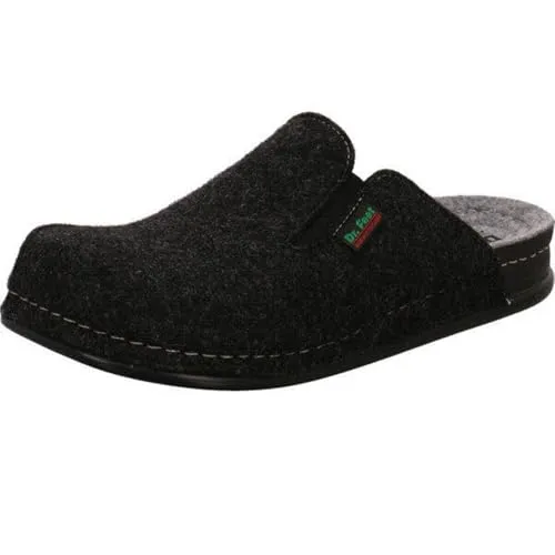Dr. Feet Anatomic Footwear Herren Hausschuhe - Dunkelgrau Schwarz mit Fußbett - Bequeme Hausschuhe aus Filz mit anatomischem Fußbett für optimalen Komfort und Unterstützung, ideal für entspannte Stunden zu Hause.
