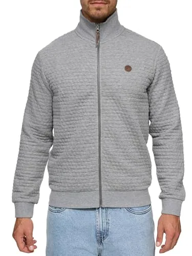 Indicode Herren Bermie Sweatjacke mit Stehkragen | Cardigan für Männer Lt Grey Mix, 3XL - Weiche Herrenstrickjacke aus Baumwolle mit Stehkragen und durchgehendem Reißverschluss. Ideal für sportliche und klassische Looks. Bequem und angenehm zu tragen – perfekt für den Alltag.