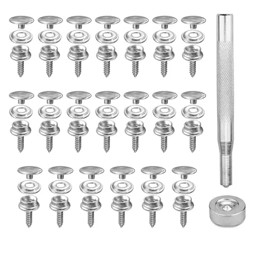 Druckknöpfe zum Schrauben 15mm, 62-teiliges Edelstahl Set