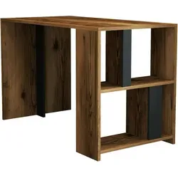 Schreibtisch Schedar, Mehrzweckschreibtisch, Bürotisch für PC, Eckschreibtisch, 120x60h75 cm, Walnuss und Anthrazit - Braun