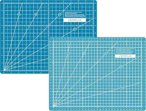 SEMPLIX Selbstheilende Schneidematte A0-A4 - Grün, Rosa, Grau, Türkis, Lila - Ideal fürs Basteln, Nähen & Patchworken - Beidseitig Bedruckt - Vorderseite cm Rückseite inch Bemaßung (Türkis-Petrol, A4)