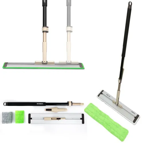 Verstellbarer Bodenwischer,Aluminium,extra flach,2 Microfaser Bezüge Wischer Mop