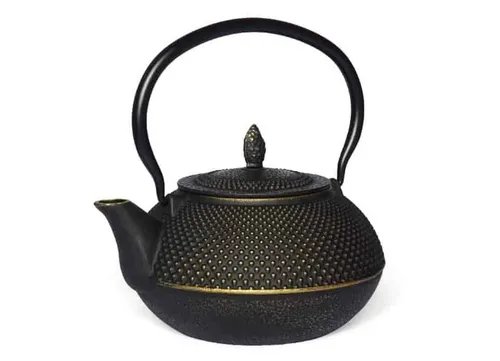 MAOCI Gusseisen Teekanne Arare 1,2l schwarz-gold - Guss-Teekanne - Eisenkanne
