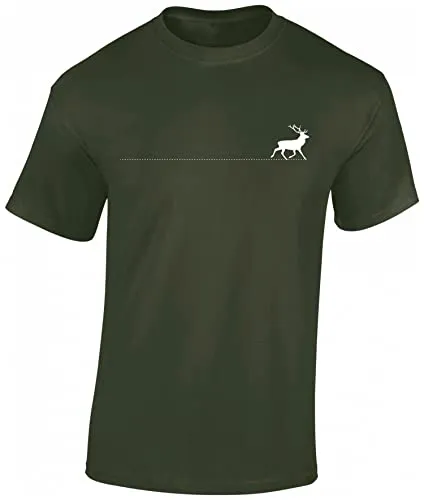 Baddery Jäger T-Shirt Männer - Walking Deer - Jagd Tshirt Herren - Geschenk Kleidung Zubehör (Army XXL)