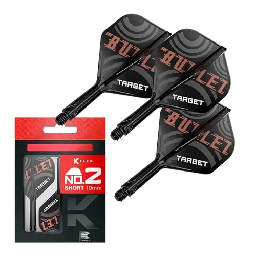 Target Darts Stephen Bunting K-Flex-Flight- und -Schaft-System, No. 2 | Packung mit 3 K-Flex-All-in-one-Flights, Player-Edition-Dartzubehör | K-Flex-Dartschaft – Short (19 mm)