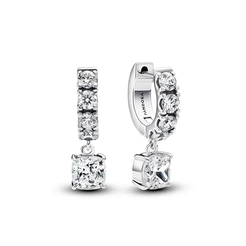 Pandora Timeless Doppelte Pavé-Ohrringe aus Sterling Silber - Ohrringe für Damen, funkelndes Design mit hängendem Zirkonia für einen eleganten Look und vielseitige Tragemöglichkeiten.