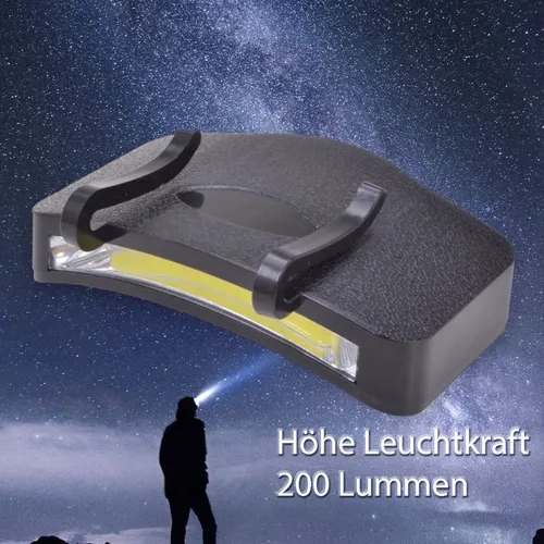 COB-LED 200 Lumen Stirnlampe Scheinwerfer Kopflampe Schirmmützen Kappenlampe