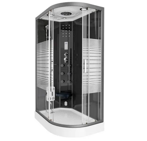 DEKO VERTRIEB BAYERN Dampfdusche XL Luxus LED Dampfdusche-Dampfsauna 120x80 Kombi Dusche +Radio Black