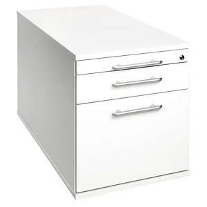 Hammerbacher Rollcontainer N-Serie - Weiß, abschließbar mit 2 Schüben - Büroschränke mit Hängeregistratur und abschließbarem Zentralverschluss. Ideal für sichere Aufbewahrung und Ordnung im Büro.