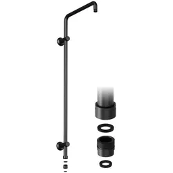 JOHO Edelstahl Duschstange mit Gewindeadapter, Variable Wandbefestigungen Wandstange Regendusche Duschrohr Brausearm Brausestange Duschsäule Schwarz