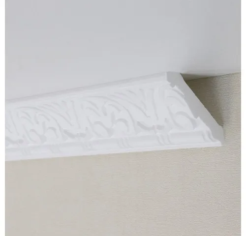 PROVISTON Stuckleiste Polystyrol, 53 x 54 x 2000 mm, Weiß, Deckenleiste, Kleben, Polystyrol, 1-St.
