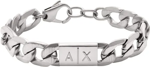 Armani Exchange Armband für Männer, AXG0077040 - Hochwertiges Edelstahlarmband in Silber, mattes Finish und sicherer Karabinerverschluss, perfekt für stilbewusste Herren.