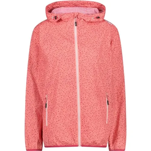 CMP Damen-Regenjacke mit abnehmbarer Kapuze, Koralle - Funktionsjacken, winddicht und wasserdicht (WP 5.000), ideal für Outdoor-Aktivitäten, faltbar und mit praktischer Tasche für einfachen Transport.