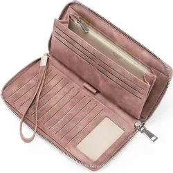 GAEKEAO Große RFID Damen Geldbörse Leder mit Reißverschluss und vielen Fächern