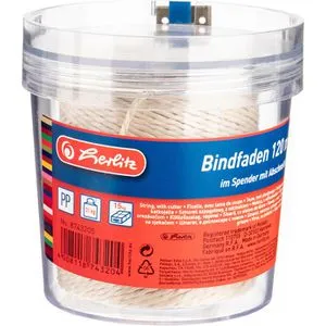 Herlitz Bindfaden 8743205, PP-Kordel, Stärke 1,3mm, natur / braun, im Spender, Länge 120m