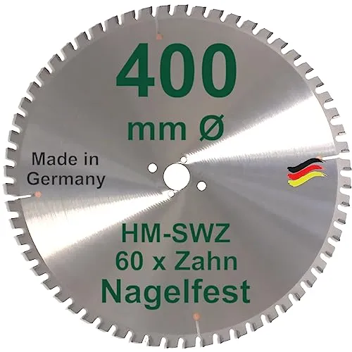 HM Kreissägeblatt 400 x 30 Z= 60 SWZ SUPER - Hochwertiges Sägeblatt für Profieinsätze - Extrem stabiles Sägeblatt mit 400 mm Durchmesser und 60 nagelfesten Zähnen. Ideal für den professionellen Einsatz in Holzverarbeitung. Hochwertige Verarbeitung für eine präzise Schnittqualität.