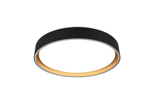Licht-Erlebnisse Deckenleuchte WOLFLACH, LED fest integriert, LED Ø 40 cm rund in Schwarz Weiß Gold warmweißes Licht 2700-6500 K
