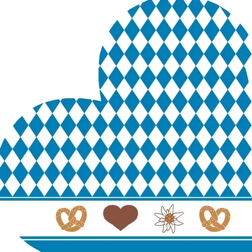 Servietten gestanzt Bavarian Heart - Bayrisches Herz 33x33cm 12