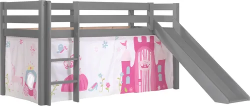 Spielbett >PINO< in Kiefer massiv grau lackiert - 210x114x218 (BxHxT)