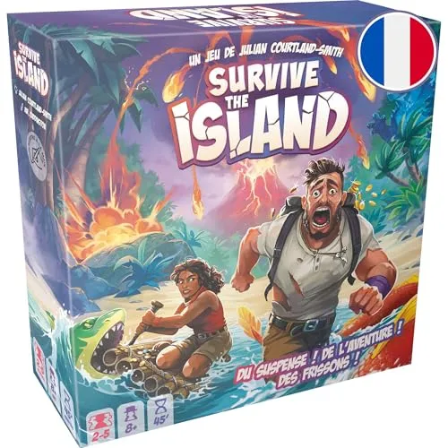 Asmodee - Survival The Island – Gesellschaftsspiel für Kinder ab 8 Jahren – Survival-Spiel – Entkommen Sie Einer Insel mit Schätzen und Monstern – 45 Minuten – 2 bis 5 Spieler – auf Französisch